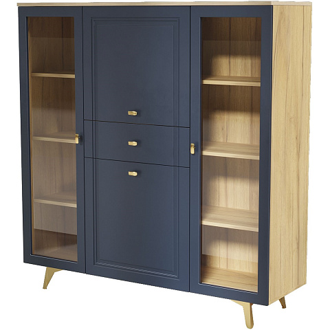 Шкаф-витрина Вега Сапфир 140, темно-синий. Фото 1