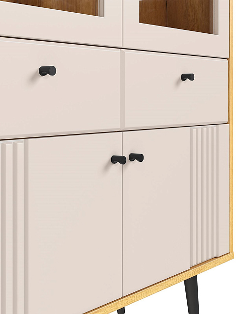 Шкаф с витриной Вега Саксония 84, миндаль. Фото 4