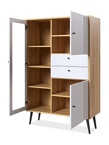 Шкаф с витриной Вега Саксония 94, белый матовый от магазина Мебельный дом