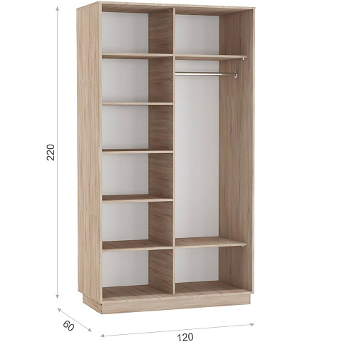 Шкаф-купе «Тетрис» 120/220 ДД, Дуб сонома. Фото 2