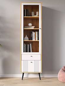 Шкаф с витриной Вега Саксония 54, белый матовый от магазина Мебельный дом