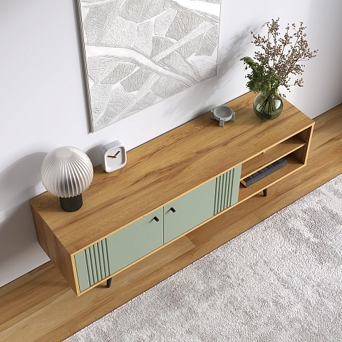 Тумба Вега Саксония ТВ150 с нишами, серо-зеленый. Фото 8