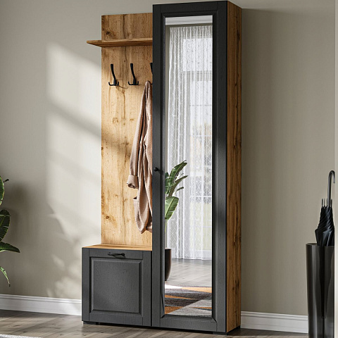 Шкаф «Лацио Сканди» 2д (с зеркалом), Вотан/Сканди графит. Фото 4