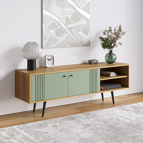 Тумба Вега Саксония ТВ150 с нишами, серо-зеленый. Фото 6