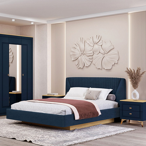 Кровать Вега Сапфир 11м 160x200, темно-синяя. Фото 3