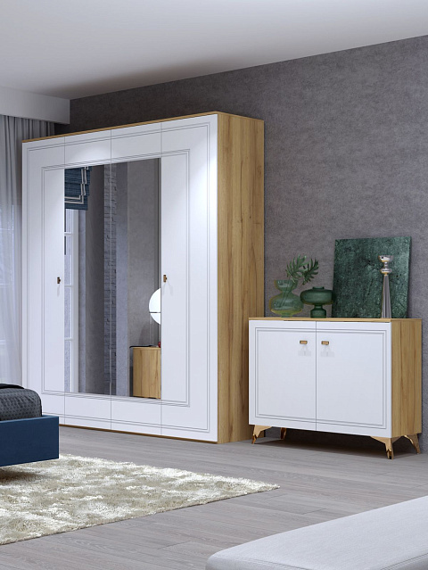 Шкаф Вега Сапфир 4дв, белый глянец. Фото 6