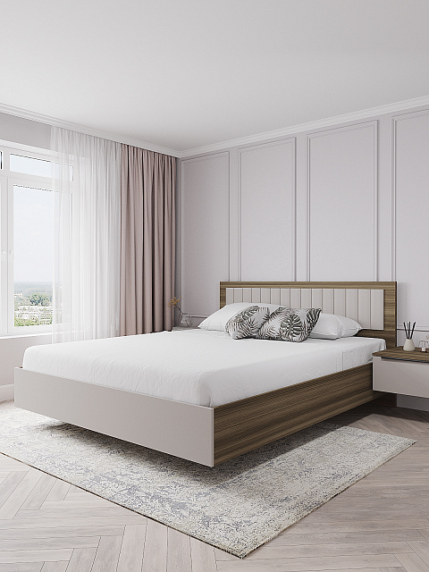 Кровать Роза 160x200см, бежевый скин. Фото 1