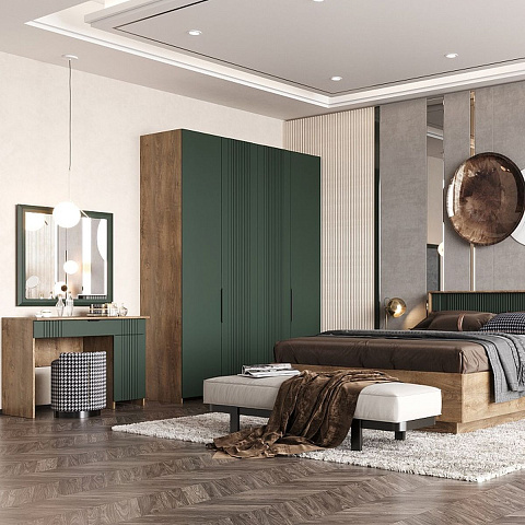 Шкаф «Герта» 2д КМК 0979.3, дуб канзас/зеленый матовый. Фото 4