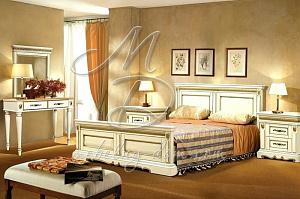 Кровать из массива дуба «Милана 18» П294.06м, слоновая кость от магазина Мебельный дом