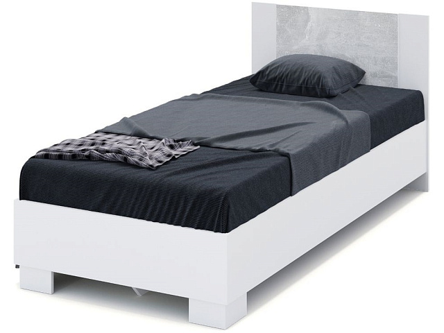 Кровать «Аврора» 90*200 (основание ЛДСП), Белый/Ателье светлый. Фото 1
