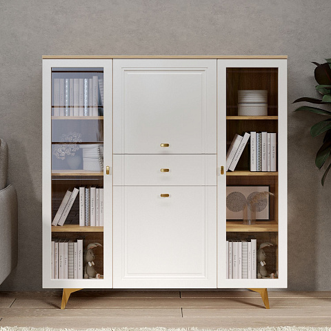 Шкаф-витрина Вега Сапфир 140, белый глянец. Фото 4