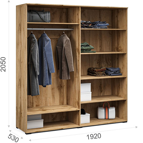 Шкаф «Лацио Сканди» 4д (с зеркалами), Вотан/Сканди графит. Фото 2