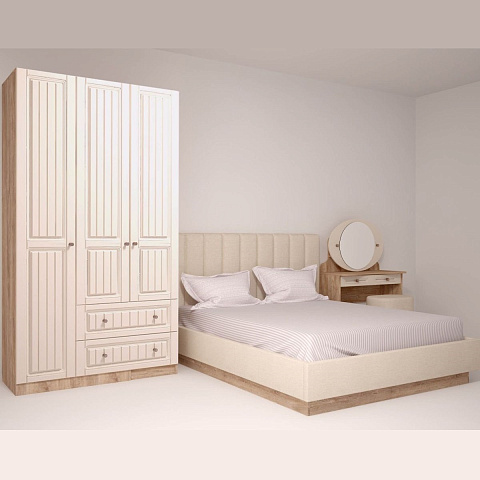 Шкаф «Богуслава» М8 3-х дверный, дуб баррик/крем брюле. Фото 4