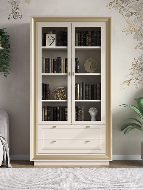 Шкаф с витриной «Прато» 2дв, зефир/миндаль. Фото 5