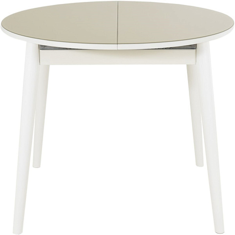 Стол «Ривьера» круг стекло капучино, белый прямые. Фото 2