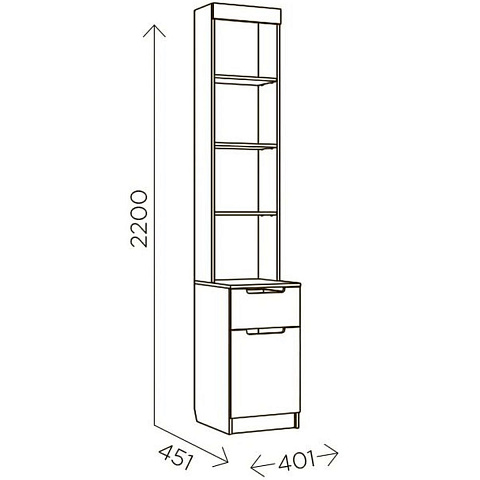 Стеллаж «Илия» М5, Дуб ирландский/Амаретти/Белый. Фото 2