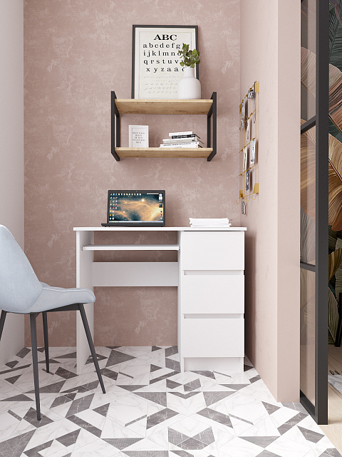 Стол Мори МС-6 правый, Белый. Фото 1