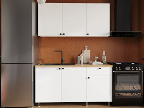Кухонный гарнитур «Ева» 150см, Белый шагрень (дуб классический) от магазина Мебельный дом