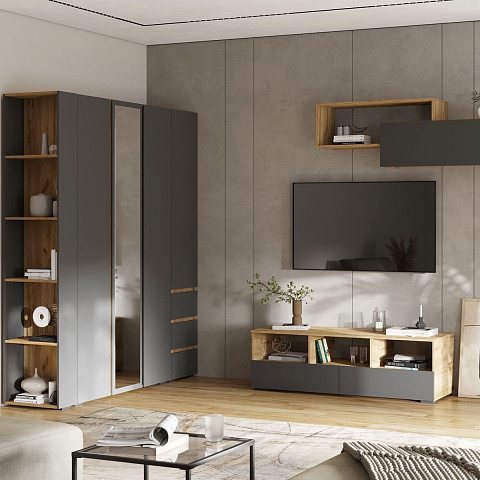 Шкаф «Хелен» ШК-04, графит/дуб крафт золотой. Фото 3