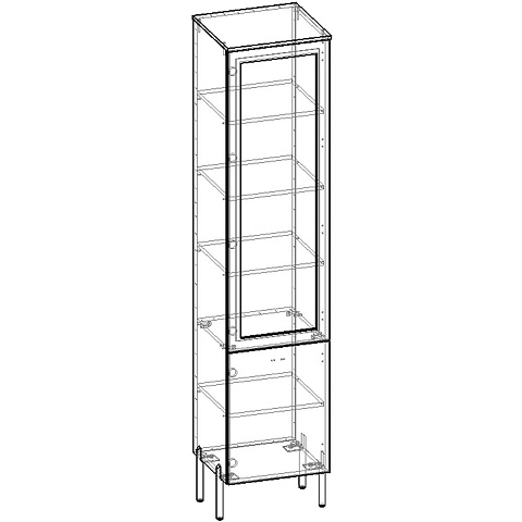 Шкаф витрина 450 Капри 2 правая, серый. Фото 4