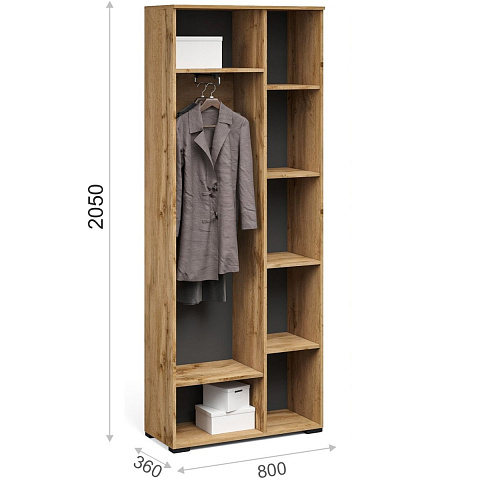 Шкаф «Лацио Сканди» 2д (с зеркалом), Вотан/Сканди графит. Фото 2