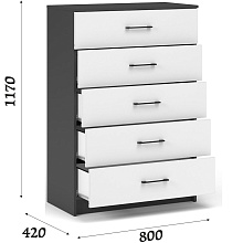 Комод «Чикаго» 5ящ Антрацит/Белый от магазина Мебельный дом