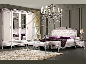 Кровать из массива дуба «Фальконе-2» ГМ 5185, белый с патиной от магазина Мебельный дом