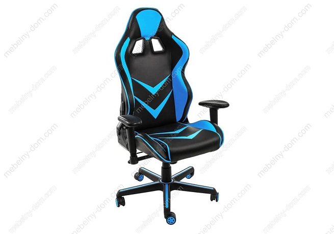 Компьютерное кресло Racer черное / голубое. Фото 1