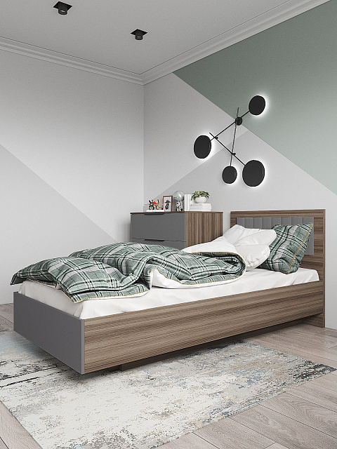 Кровать Роза 90x200см, графит скин. Фото 1