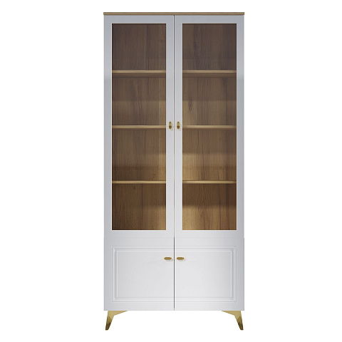 Шкаф-витрина Вега Сапфир 2дв, белый глянец. Фото 2