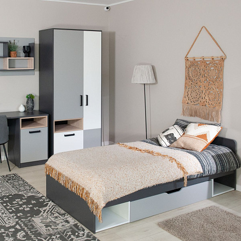 Шкаф «Квадро», Антрацит/Шиншилла/Белый. Фото 5