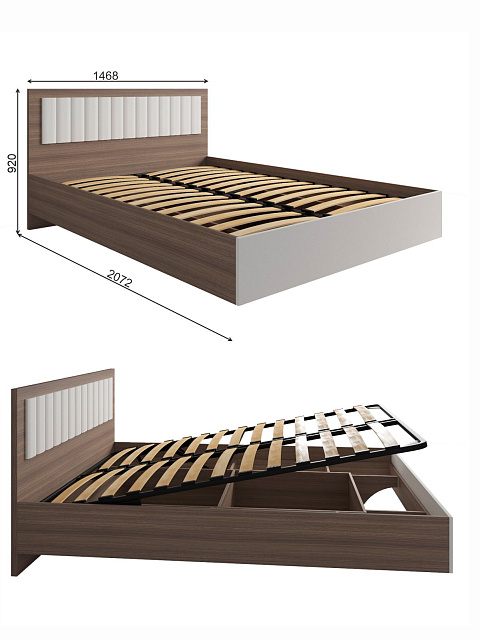 Кровать Роза 140x200см, белый скин. Фото 4