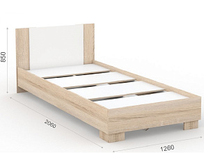 Кровать «Аврора» 120*200 (основание ЛДСП), Дуб сонома/Белый от магазина Мебельный дом