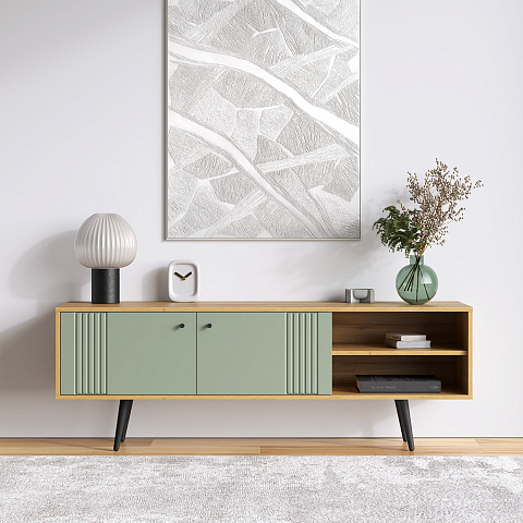 Тумба Вега Саксония ТВ150 с нишами, серо-зеленый. Фото 7