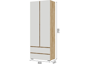 Шкаф «Хелен» ШК-01 2-х дверный, белый/дуб крафт золотой от магазина Мебельный дом