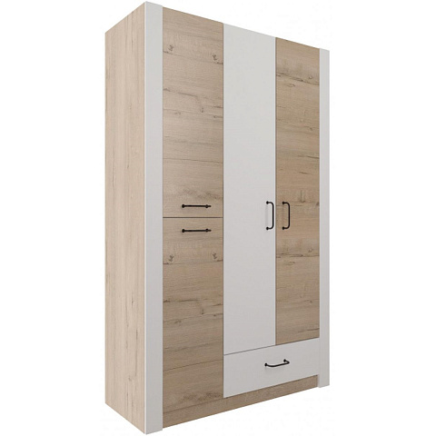 Шкаф «Ева 5» М2 3д, Дуб Ирландский/Белый матовый. Фото 1