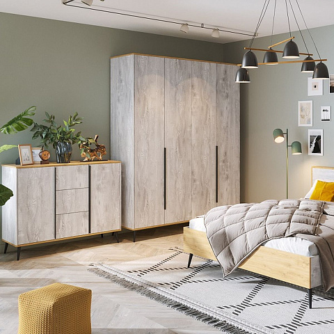 Шкаф «Саванна» 4Д КМК 0973.14, бетон пайн светлый/дуб наварра. Фото 4