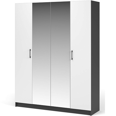 Шкаф «Чикаго» 4д (с зеркалами) MAX Антрацит/Белый. Фото 1