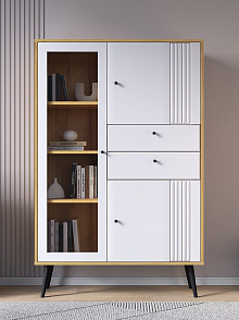 Шкаф с витриной Вега Саксония 94, белый матовый от магазина Мебельный дом