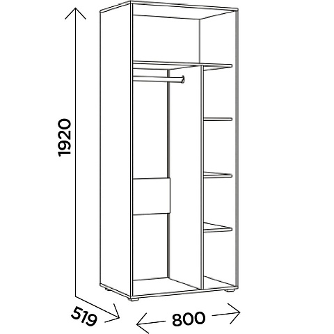 Шкаф «Виллитус» М1 2д, Дуб вотан/Графит. Фото 2