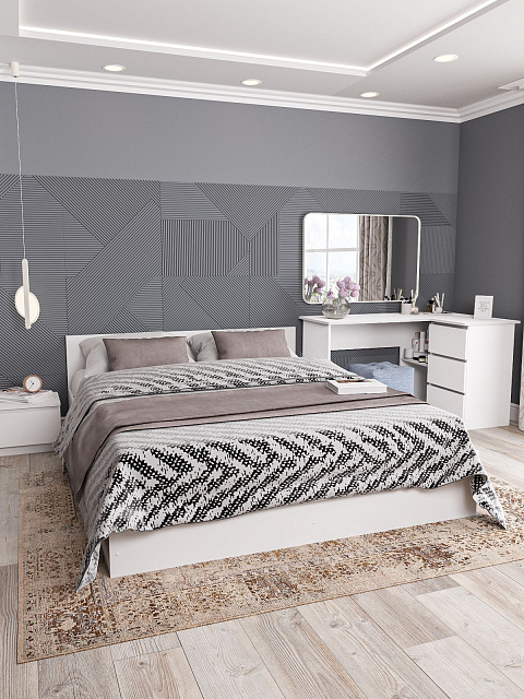 Кровать Мори КРМ 1600.1, Белый. Фото 1