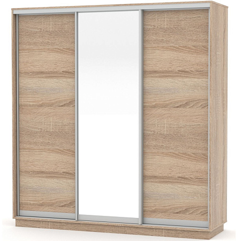 Шкаф-купе «Тетрис» 210/220 ДЗД с зеркалом, Дуб сонома. Фото 1