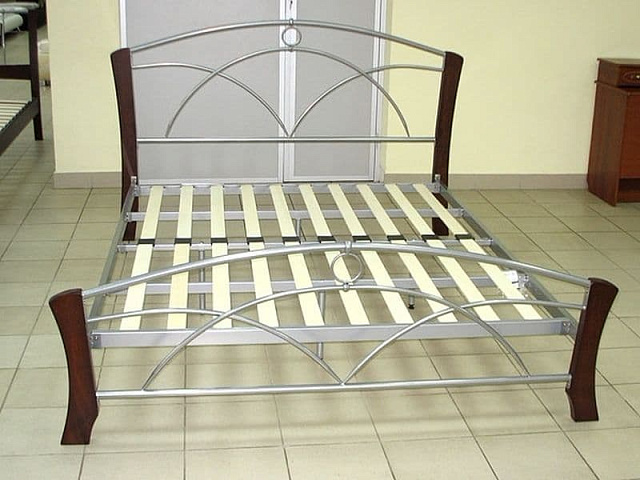 Кровать c матрасом «NS-9813» 160x200, венге с серебром. Фото 4