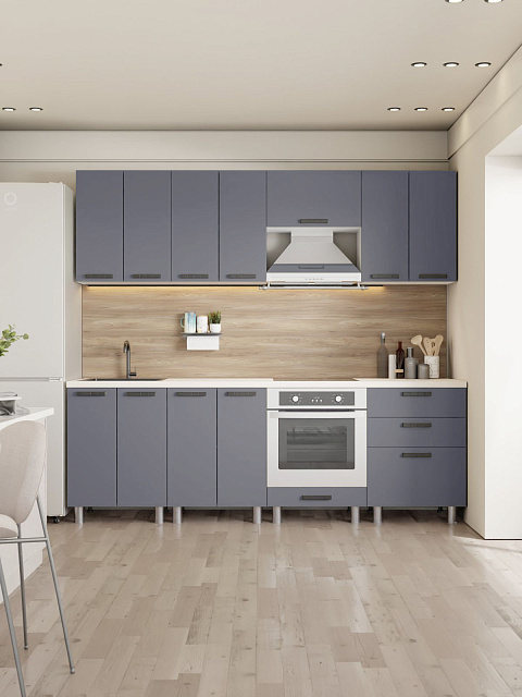 Кухонный гарнитур «Лаванда» 2,4м, сталь. Фото 1