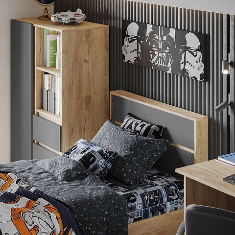 Шкаф «Хелен» ШК-04, графит/дуб крафт золотой. Фото 7