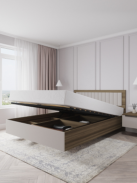 Кровать Роза 140x200см, бежевый скин. Фото 2