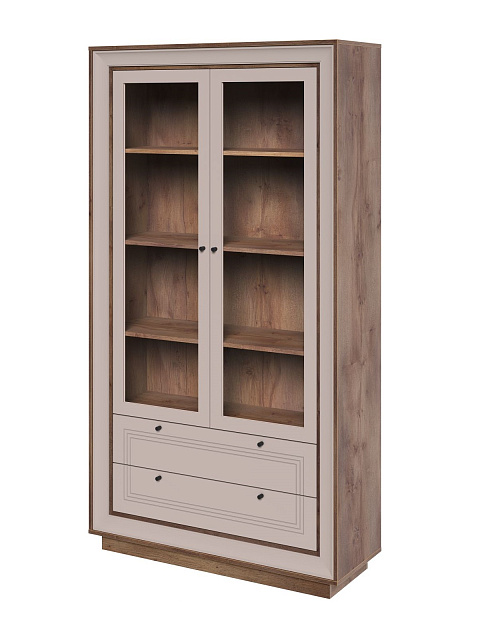 Шкаф с витриной «Прато» 2дв, таксония шоколад/кофе с молоком. Фото 1