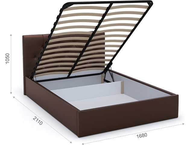 Кровать Женева 160 п/м с пуговицами, Dark brown. Фото 2