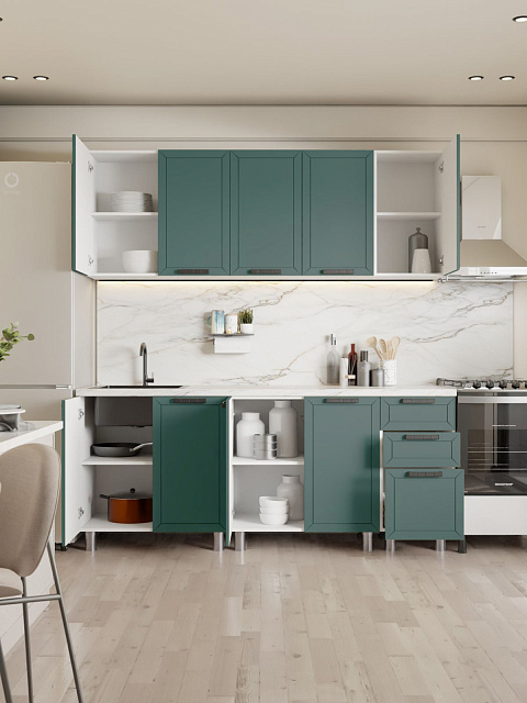 Кухонный гарнитур «Лилия» 2,0м, изумруд. Фото 2