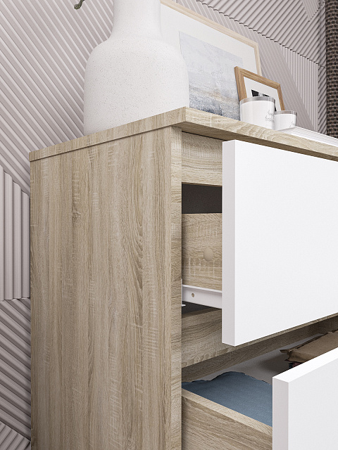 Комод Мори МК 800.4, Сонома/Белый. Фото 5